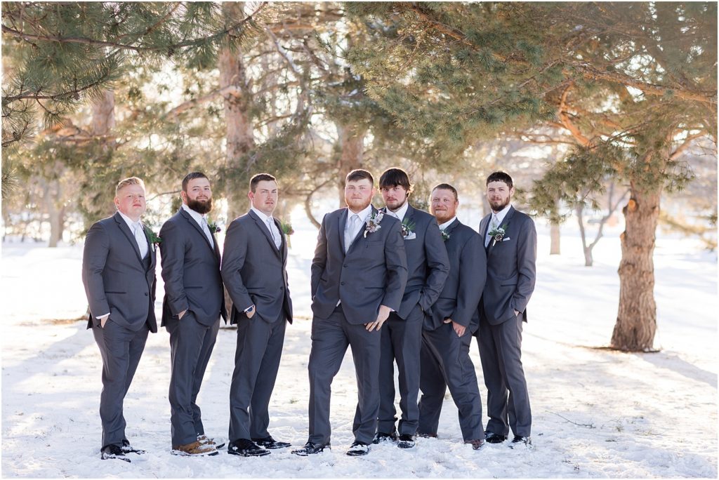 Winter wedding in Brookings, South Dakota. SDSU Campus Bridal Party