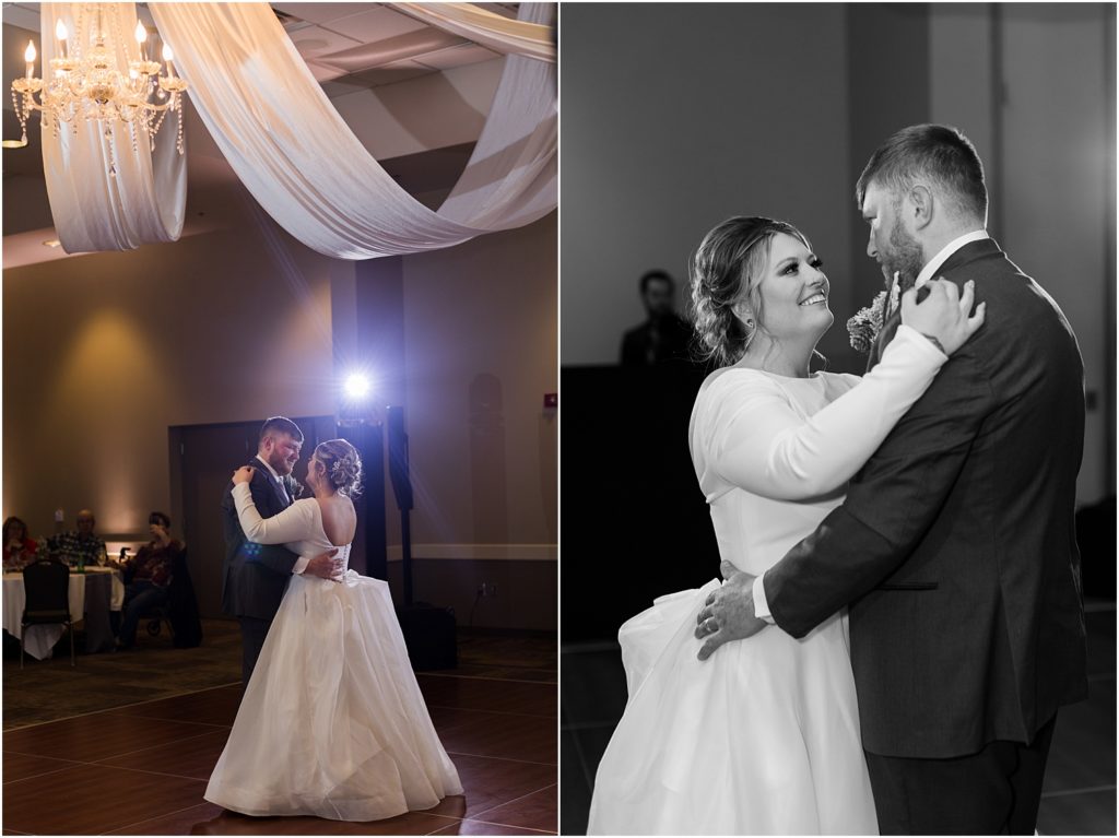 Winter wedding in Brookings, South Dakota. Swiftel Center
