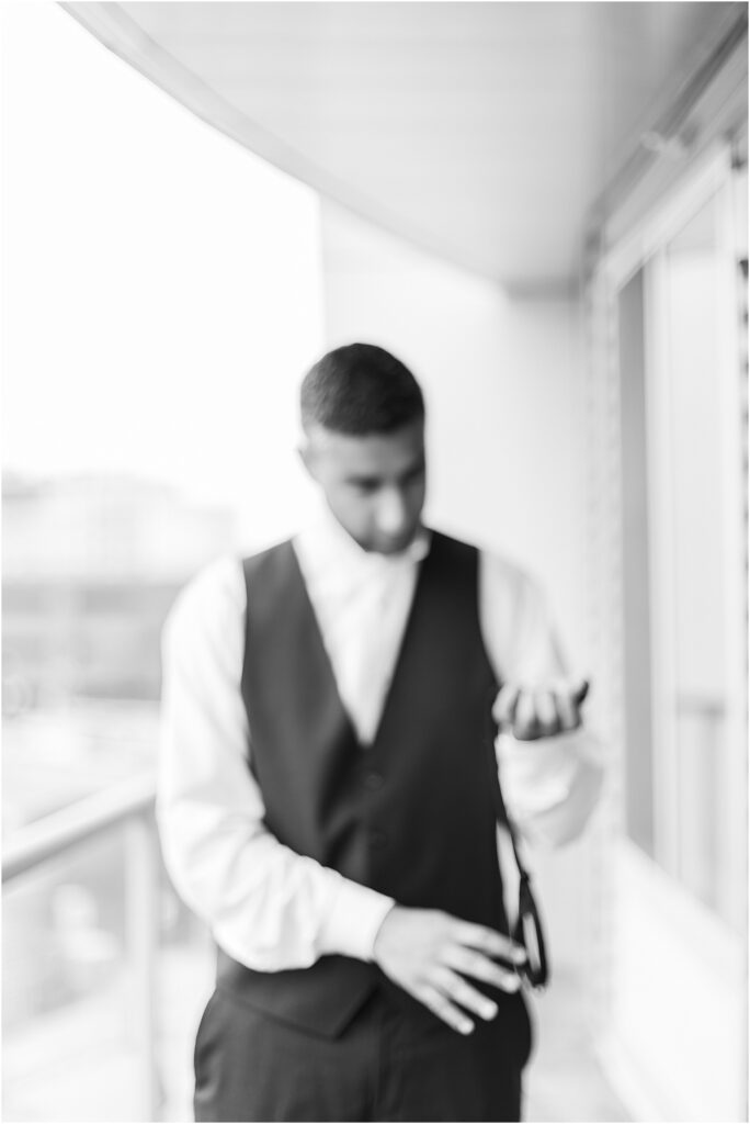 Sioux Falls Summer Downtown Wedding - Groom getting ready