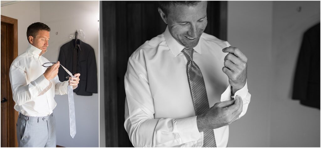 Sage and lavender summer wedding - Groom getting ready