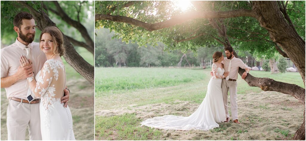 South Dakota Outdoor Wedding - bride and groom at sunset