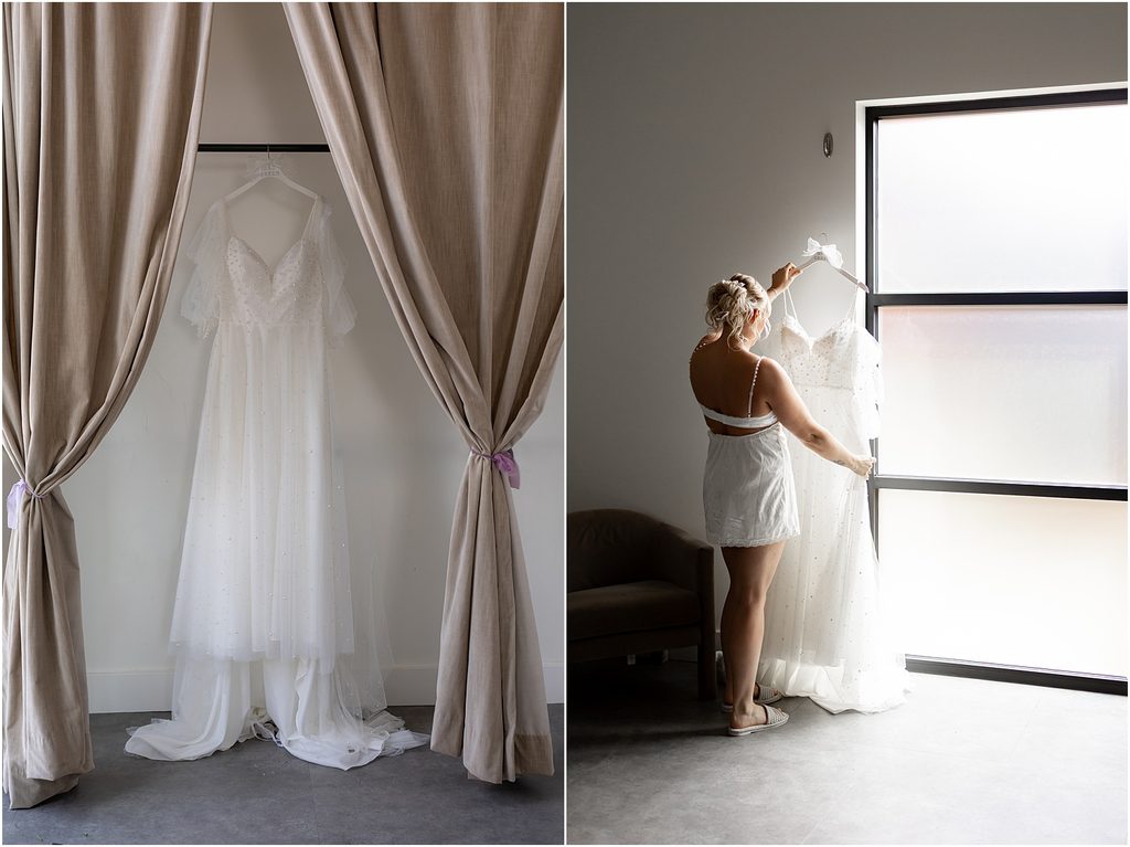 Bride getting ready at Monick Yards, Sioux Falls, SD. Luxury Wedding Photographer Sioux Falls, SD