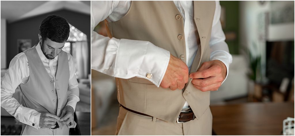Groom getting ready at Monick Yards, Sioux Falls, SD