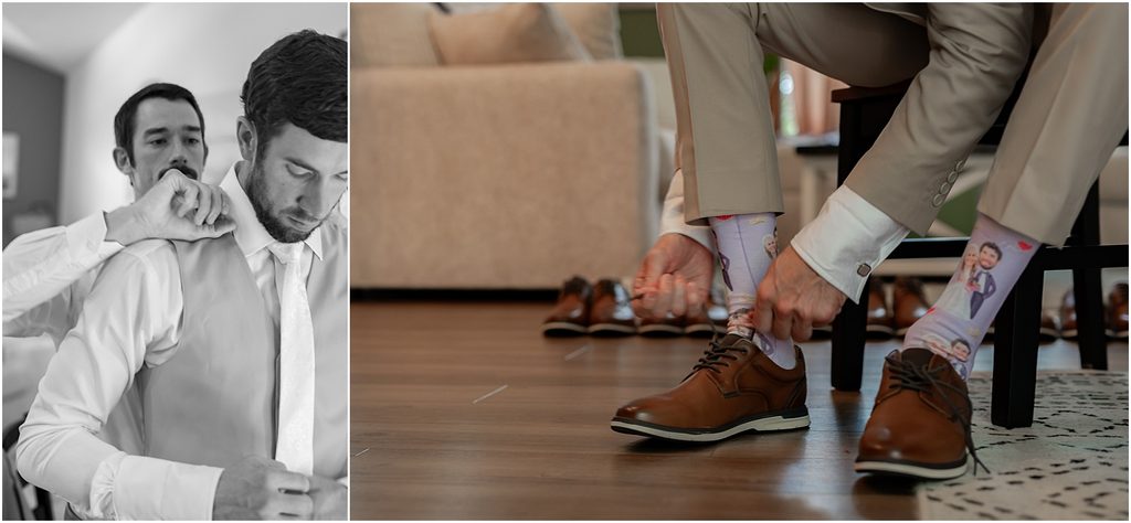 Groom getting ready at Monick Yards, Sioux Falls, SD
