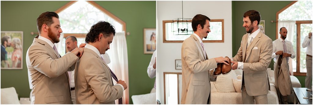 Groom getting ready with groomsmen at Monick Yards, Sioux Falls, SD