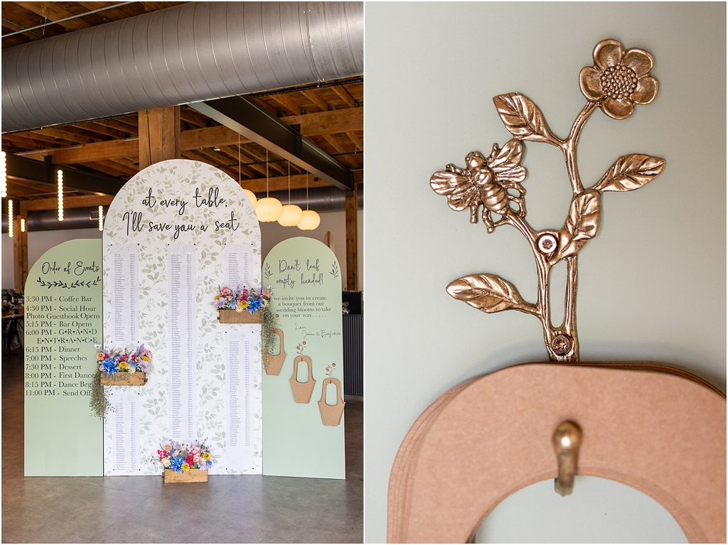 Wedding reception details at Monick Yards wedding venue. Sioux Falls, SD