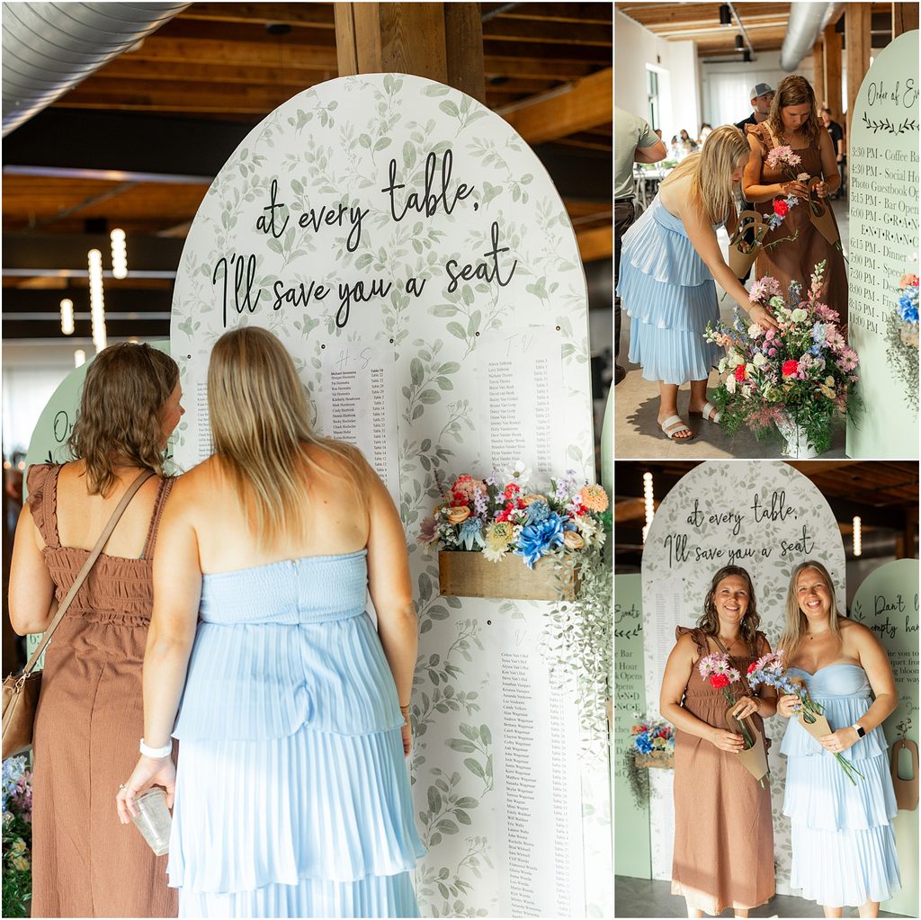 Wedding guests enjoying a wedding cocktail hour at Monick Yards wedding venue. Sioux Falls, SD