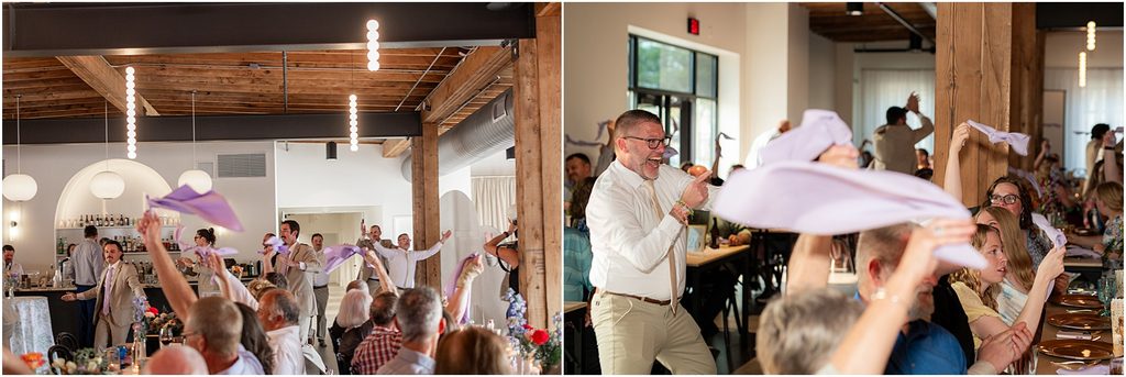 Bridal party coming into reception. Monick Yards wedding venue. Sioux Falls, SD