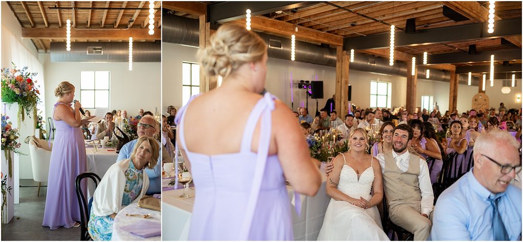 Wedding speeches. Monick Yards wedding venue. Sioux Falls, SD
