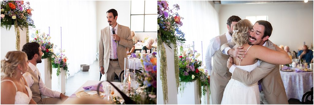 Wedding speeches. Monick Yards wedding venue. Sioux Falls, SD
